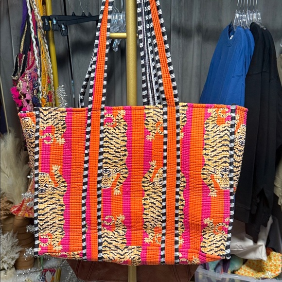 Vibrant Orange and Pink Tote Bag - Picture 2 of 13